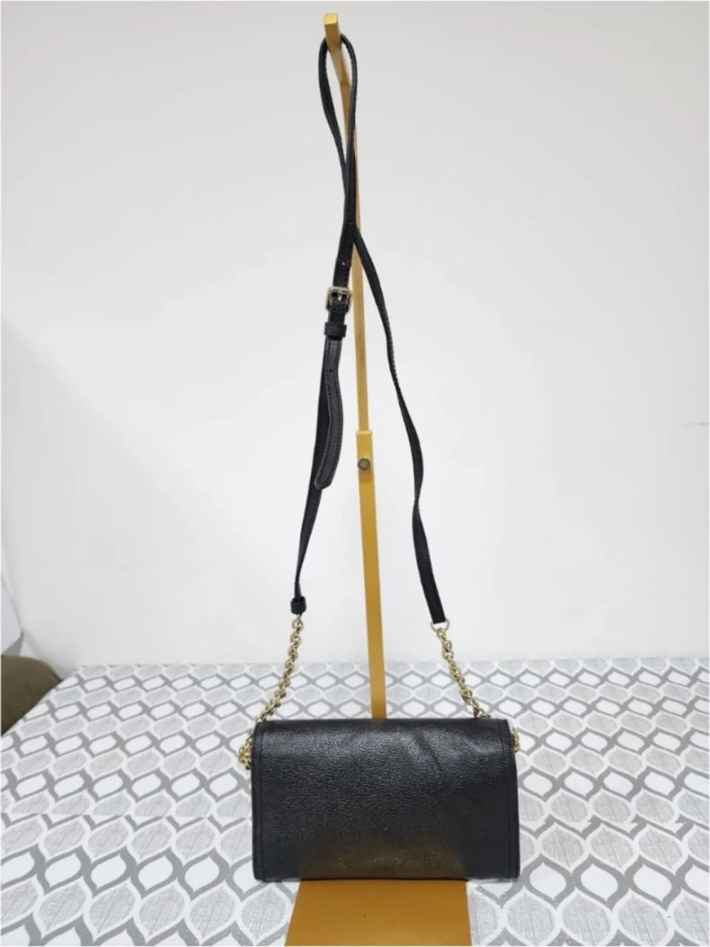 Authentic Burberry Black Soft Grain Leather Henley Wallet on Chain Bag